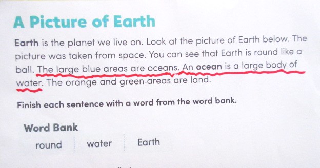 テキストの中のA picture of Earthというエッセイの文。water を使っているので、この記事に関連している。